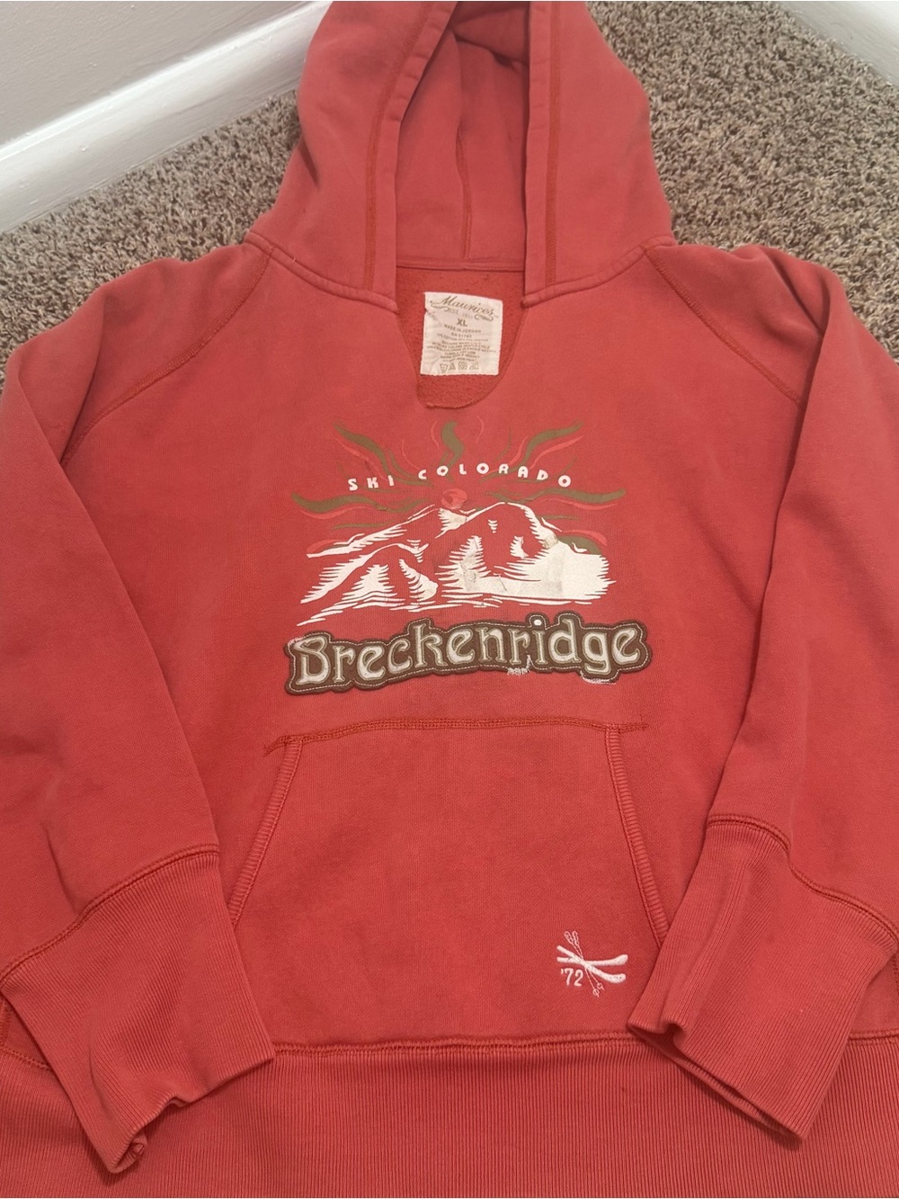 Y2K Maurices Red Breckenridge Ski Colorado Pullover Hoodie